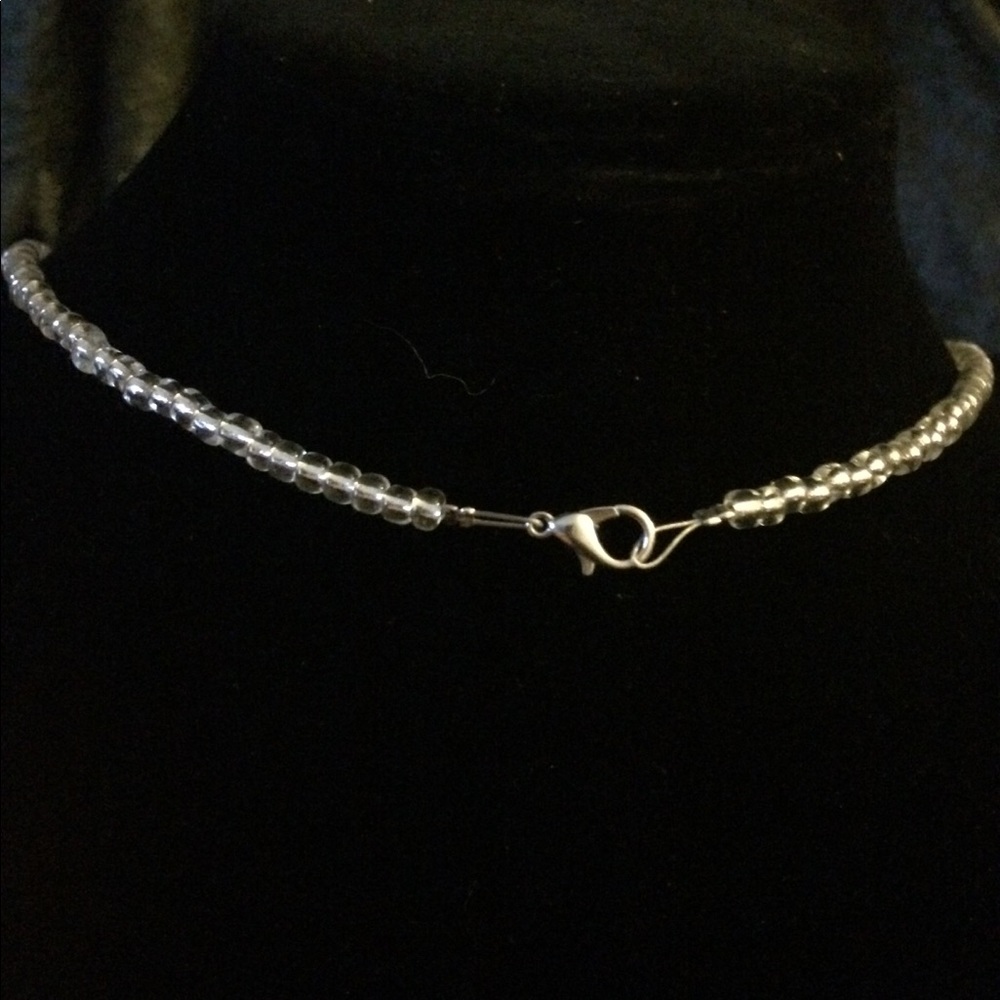 Silvertone Rhinestone Key Necklace - Picture 3 of 3